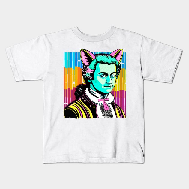 Meowzart Kids T-Shirt by Meowlentine
